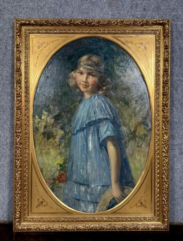 Art Nouveau Style Painting / Oil On Canvas, 20th Century