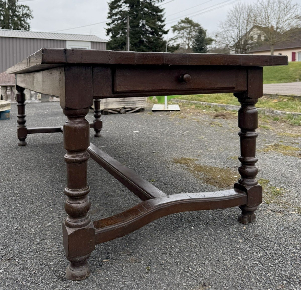 Huge Louis XIII Style Solid Oak Farmhouse Table -photo-7