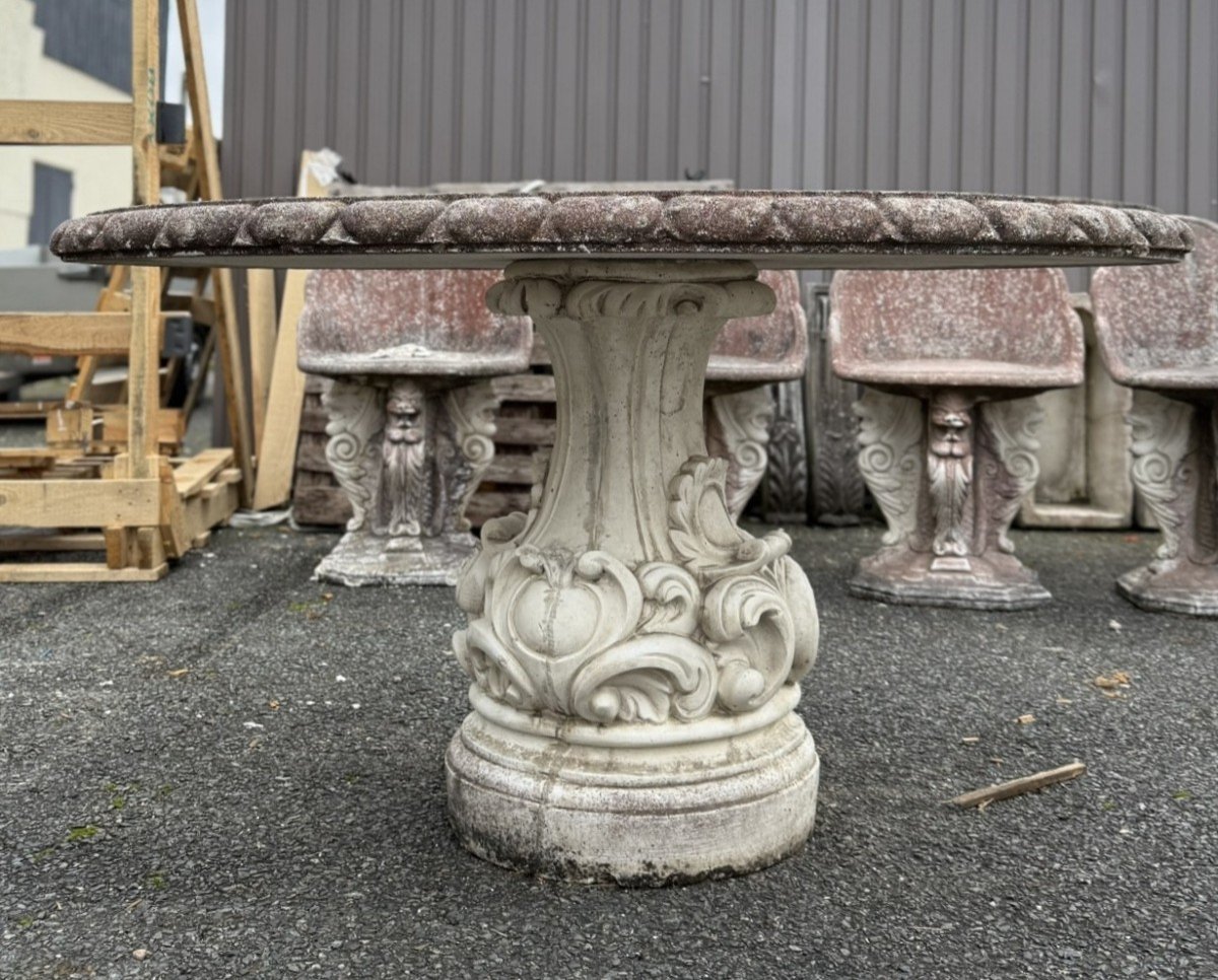 Round Table In Reconstituted Stone-photo-3