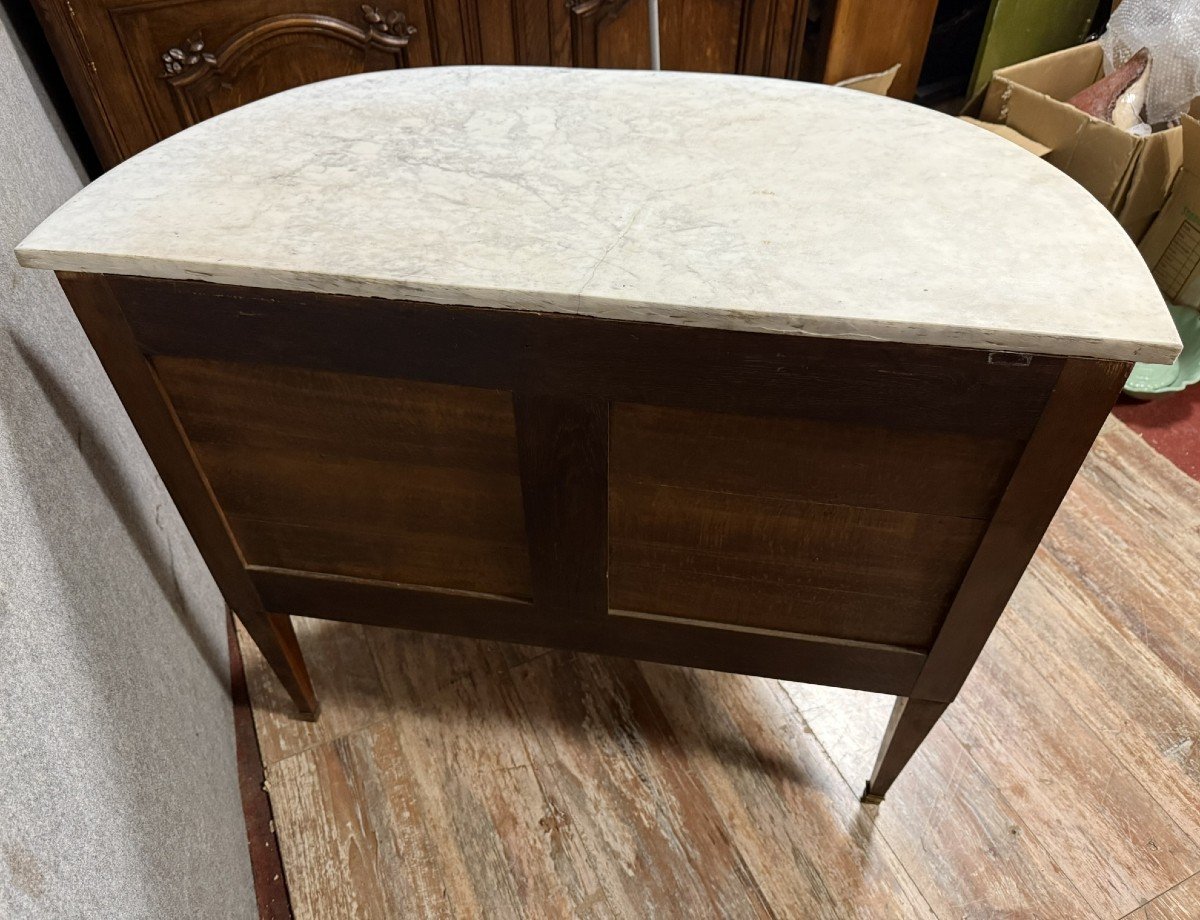 Louis XVI Style Half Moon Shaped Chest Of Drawers In Precious Wood Marquetry -photo-7