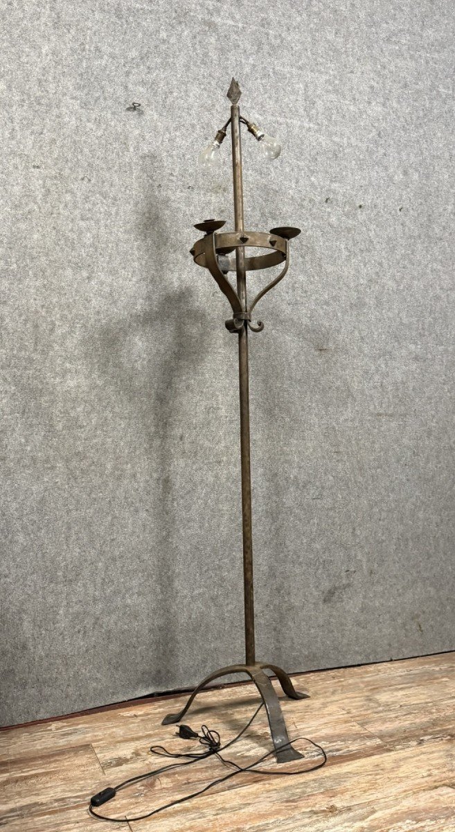 Feudal Style Cast Iron Candlestick Holder, 19th Century  -photo-2