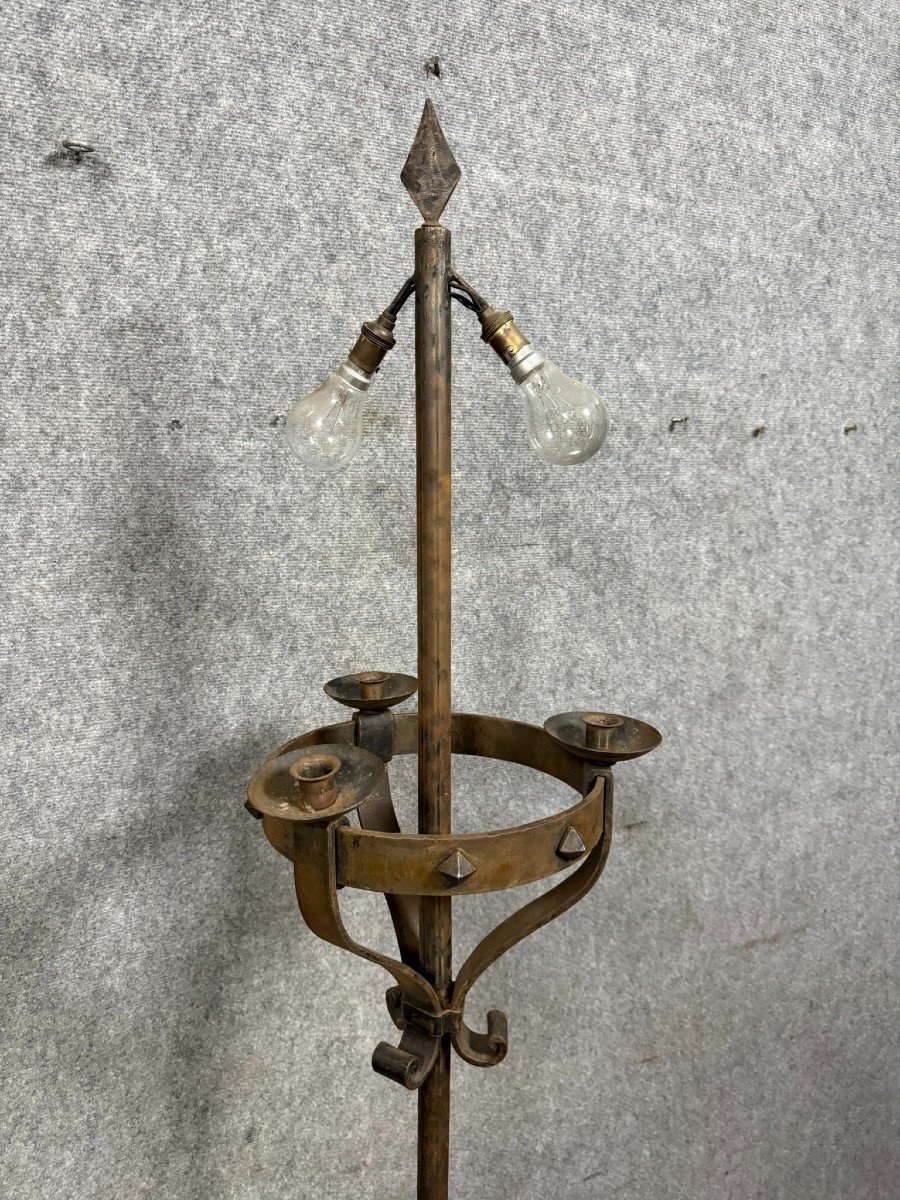 Feudal Style Cast Iron Candlestick Holder, 19th Century  -photo-4