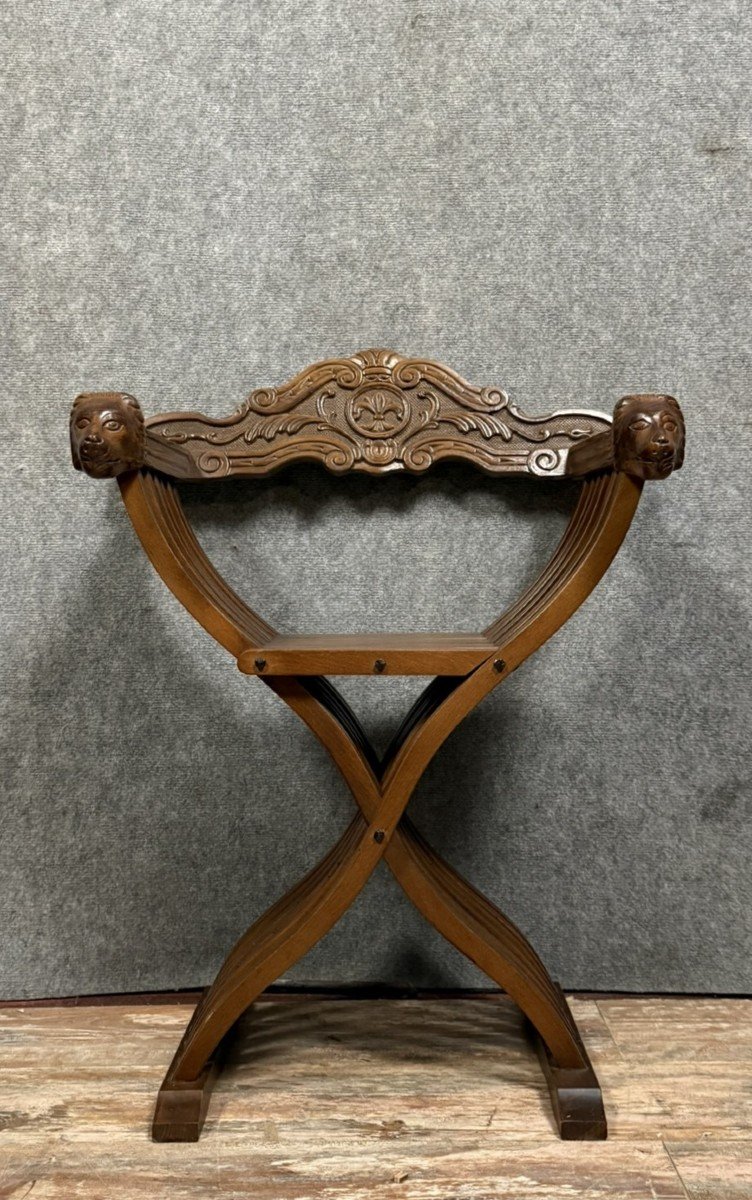 Dagobert Renaissance Style Armchair In Carved Wood, 19th Century -photo-1