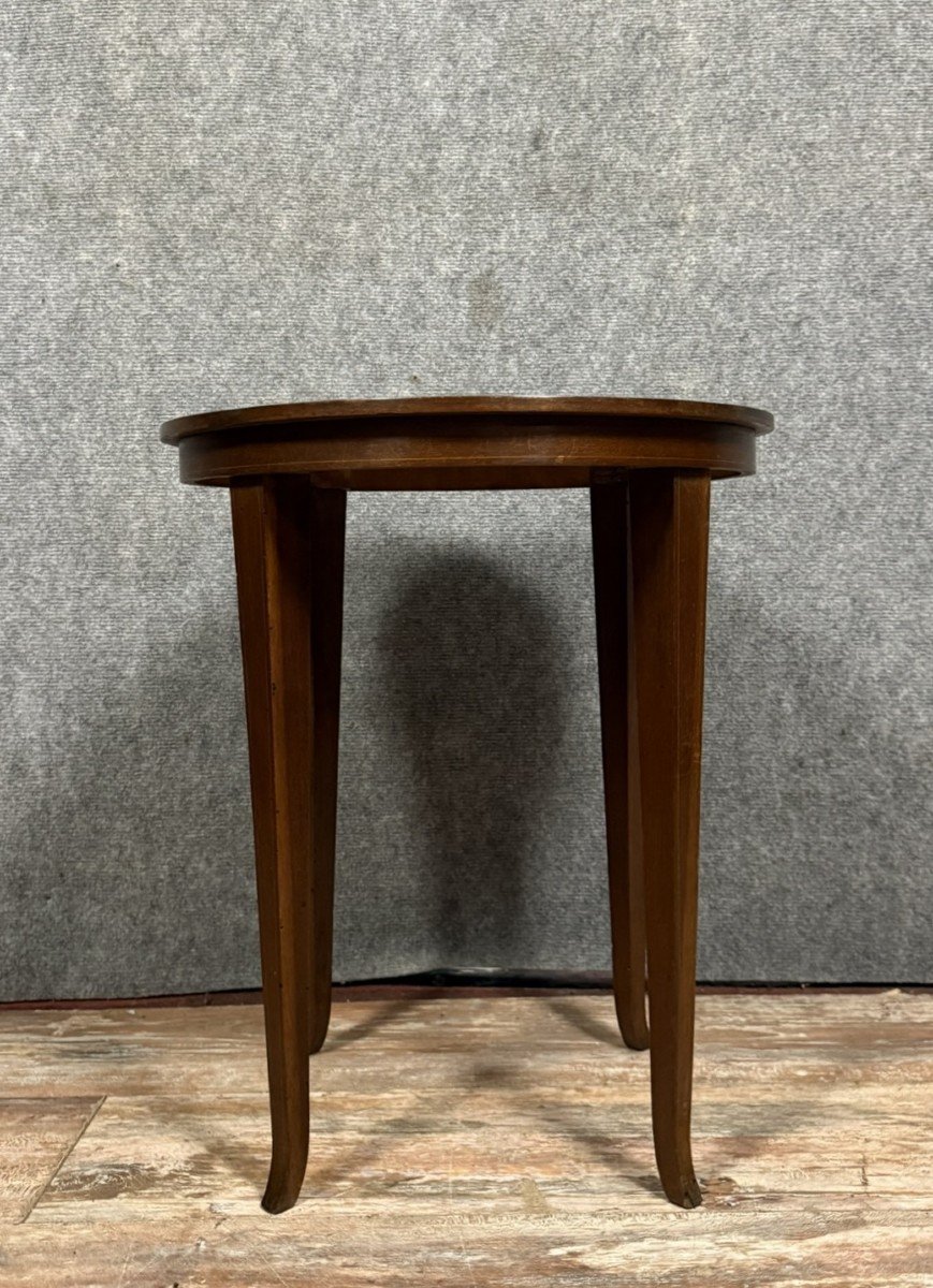 Italian Sorentino Style Marquetry Pedestal Table -photo-1