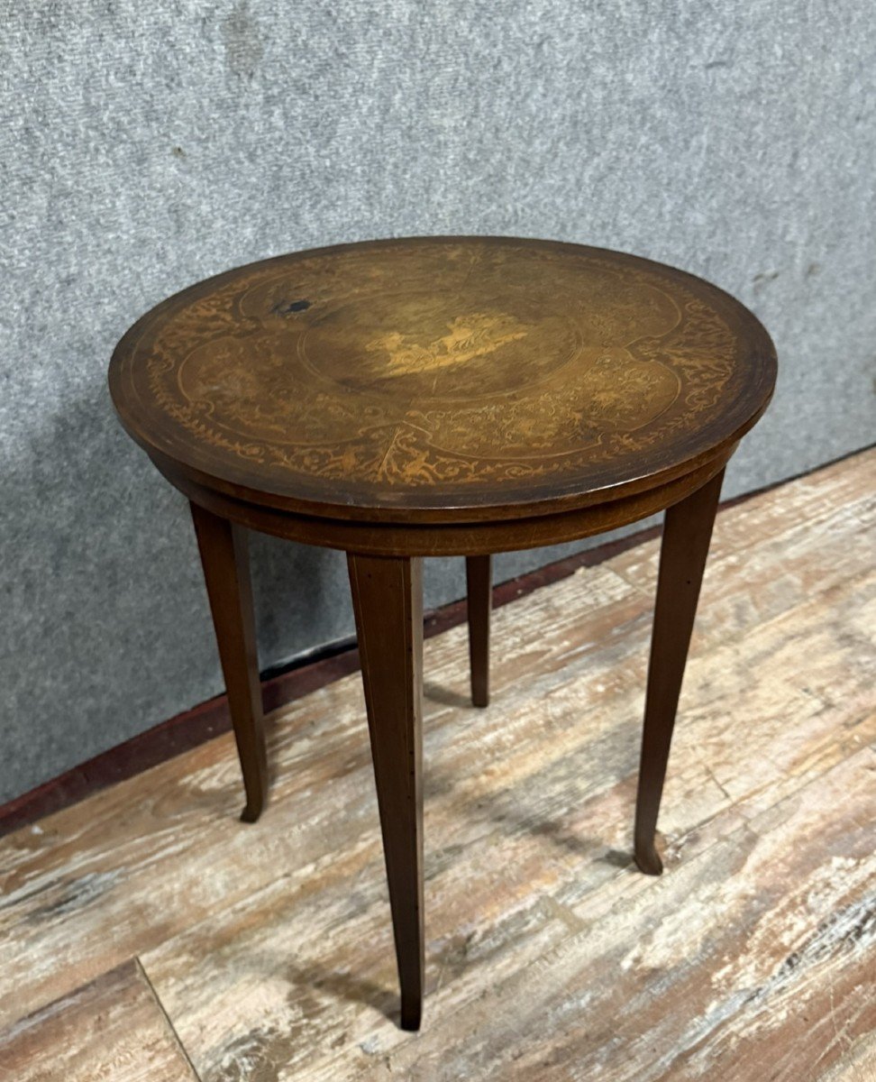 Italian Sorentino Style Marquetry Pedestal Table -photo-2