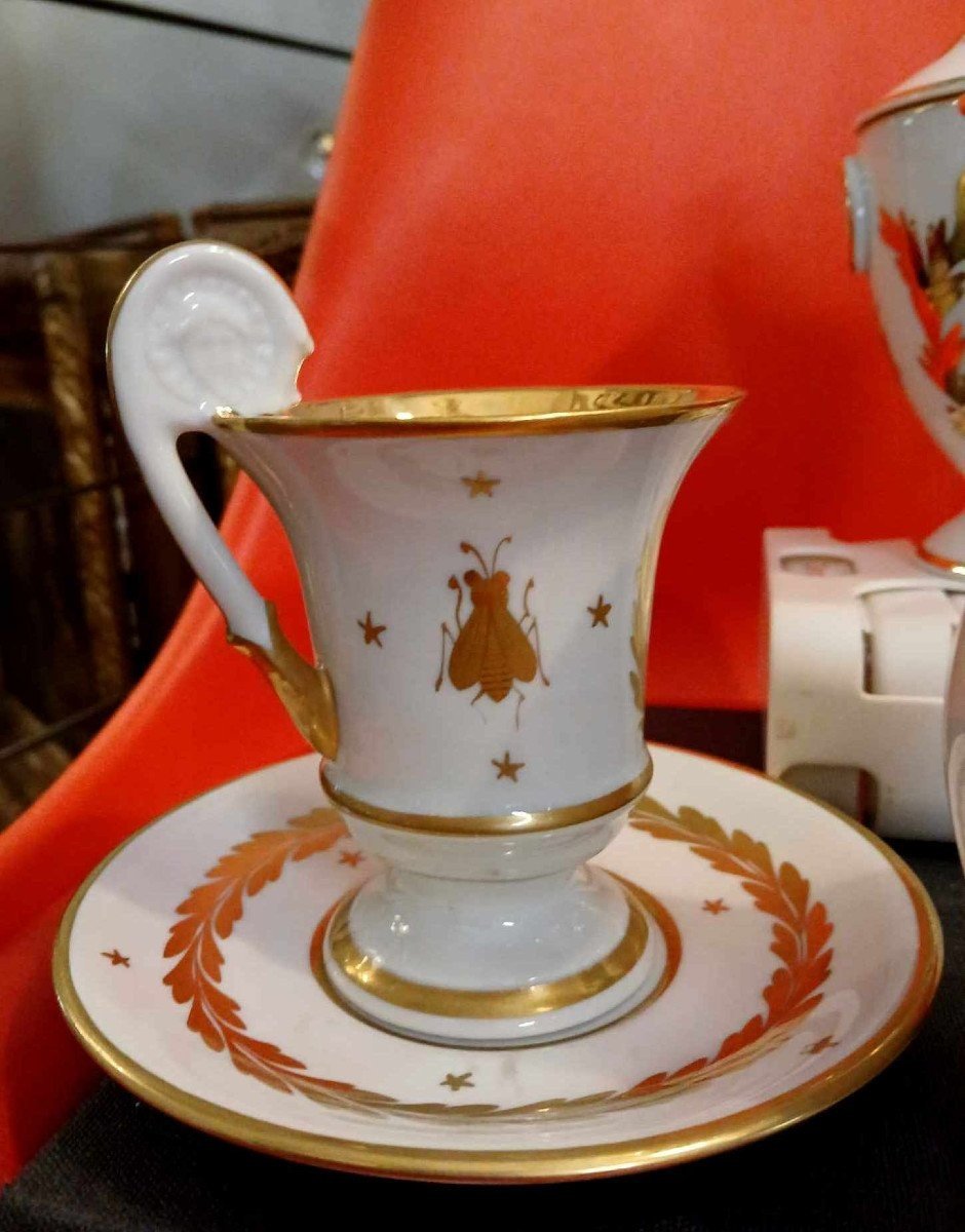 Porcelaine De Limoges : Set Tête A Tête époque Empire (6 Pièces ) -photo-2