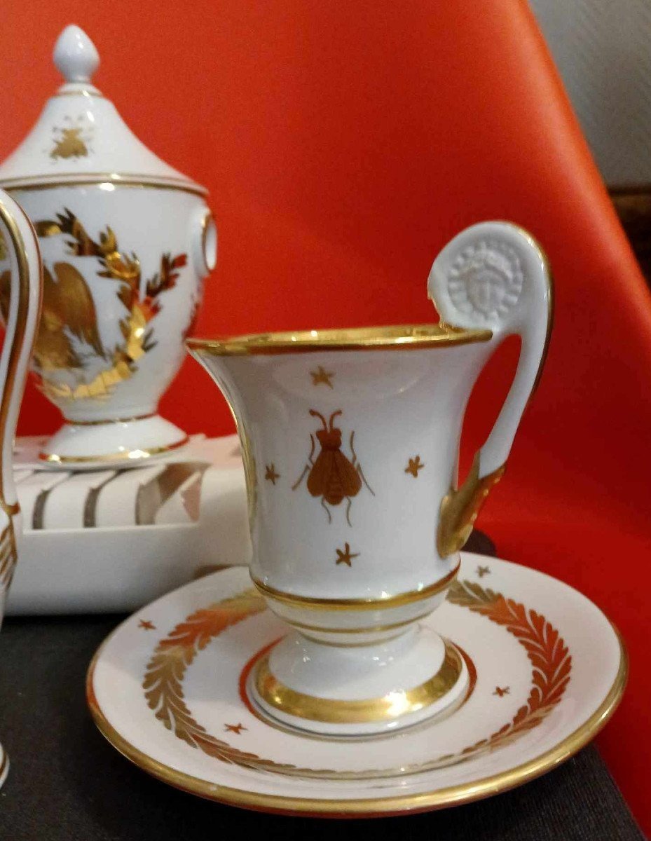 Porcelaine De Limoges : Set Tête A Tête époque Empire (6 Pièces ) -photo-5