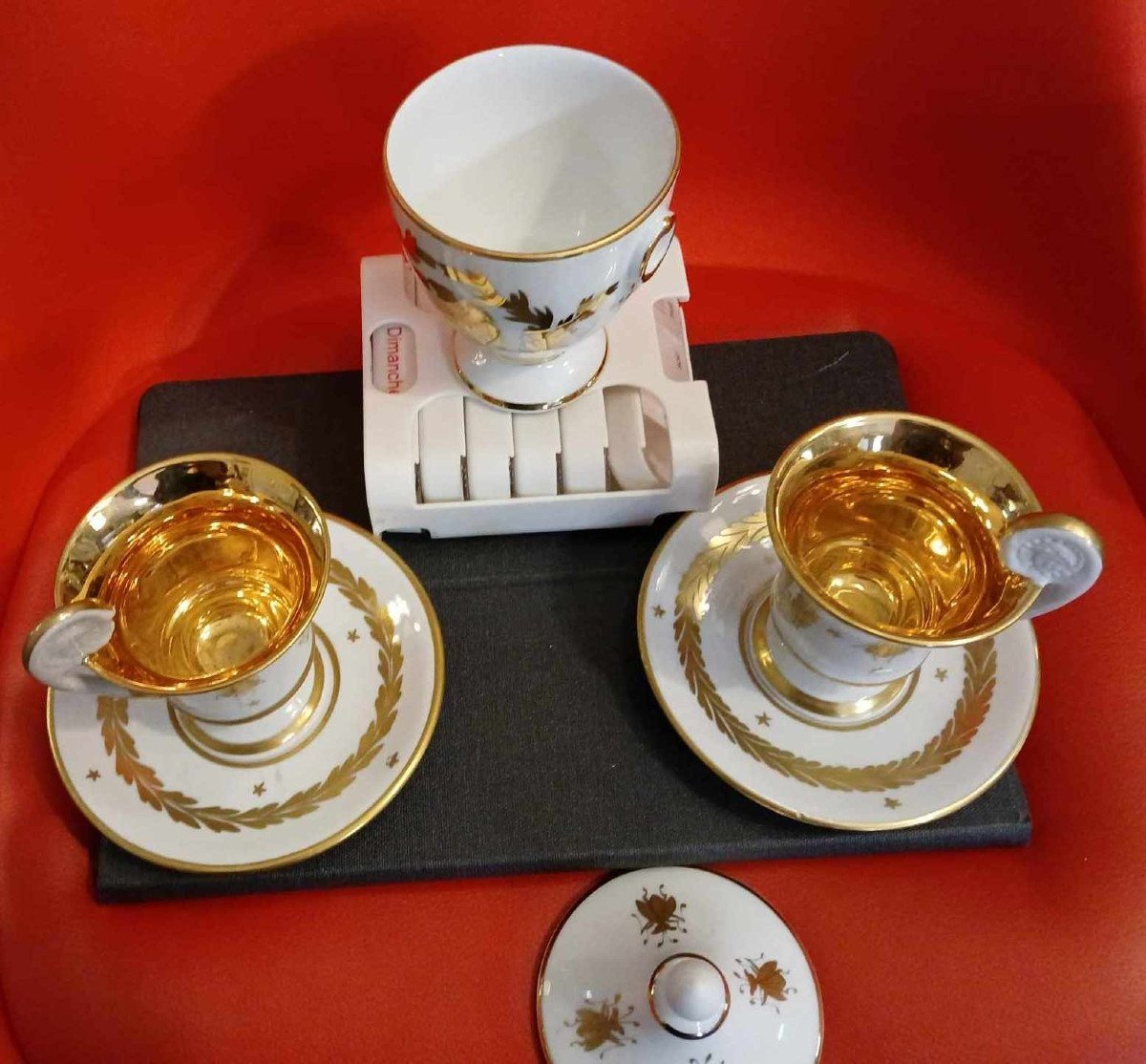 Porcelaine De Limoges : Set Tête A Tête époque Empire (6 Pièces ) -photo-6