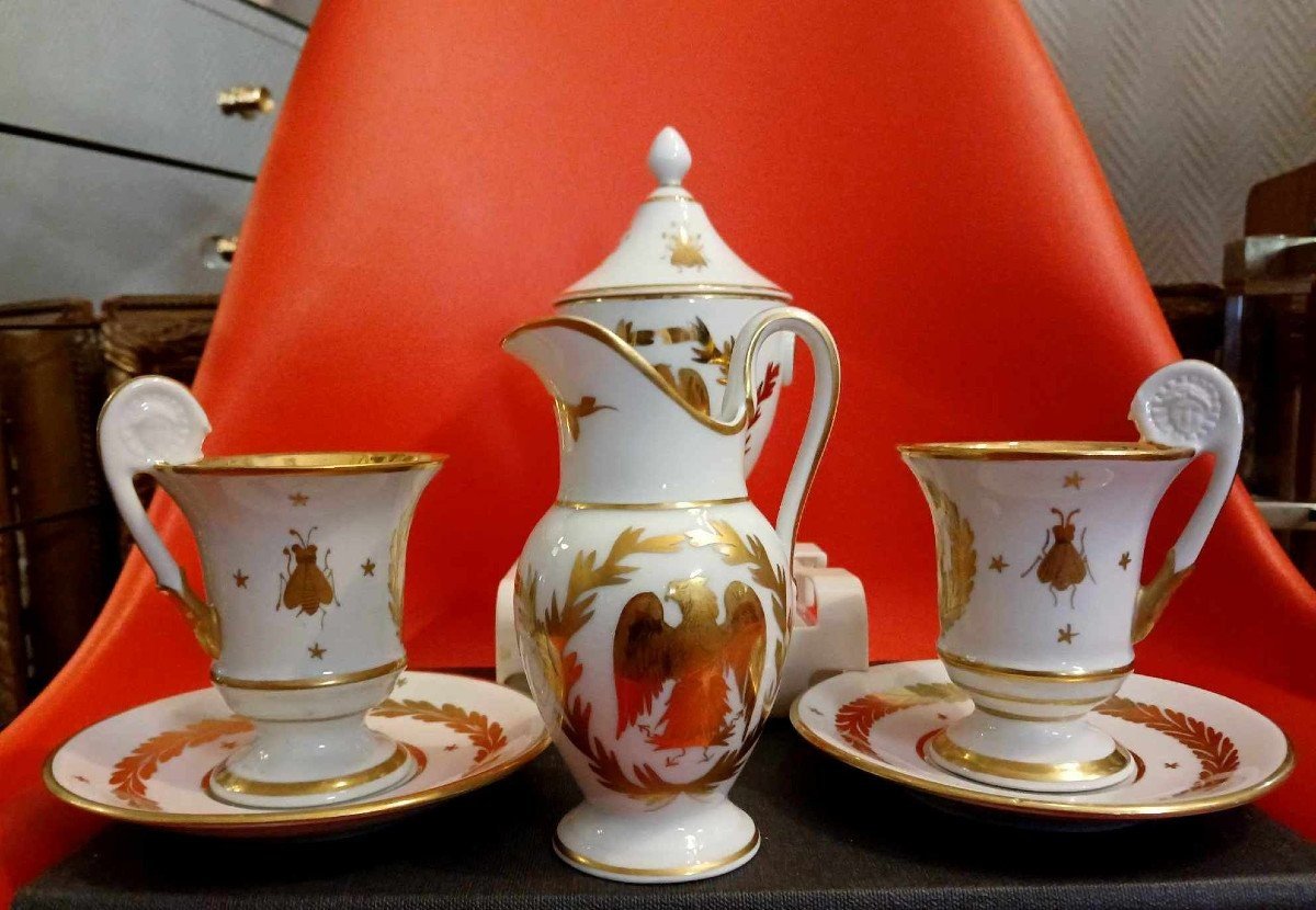 Porcelaine De Limoges : Set Tête A Tête époque Empire (6 Pièces ) 