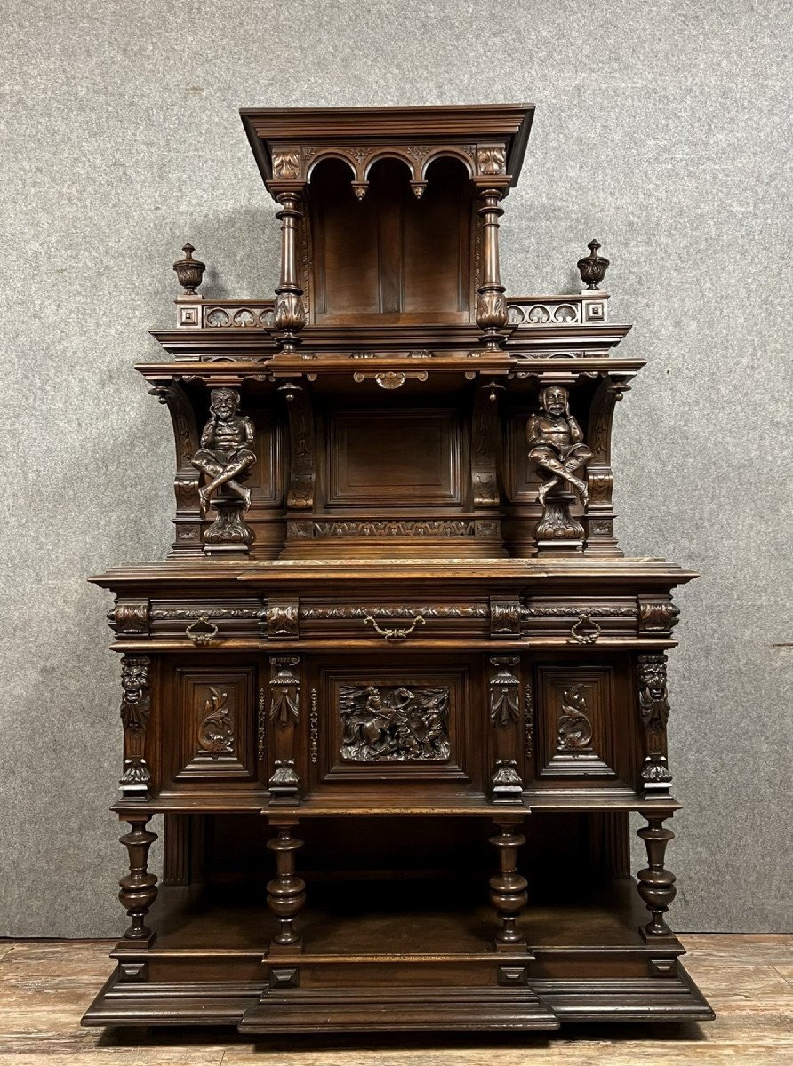 Renaissance Style Walnut Satyr Buffet 