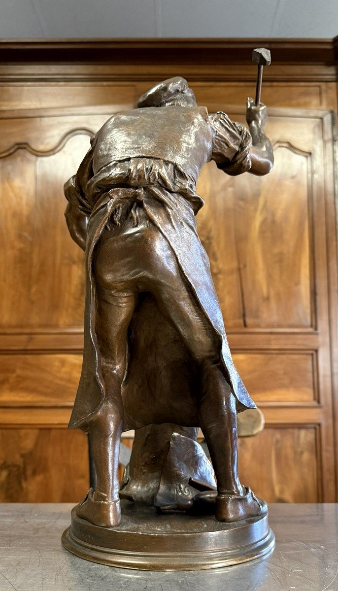 Adrien Gaudez (1845-1902) Le Ferronnier Au XVIème Siècle / Sculpture En Bronze  -photo-6