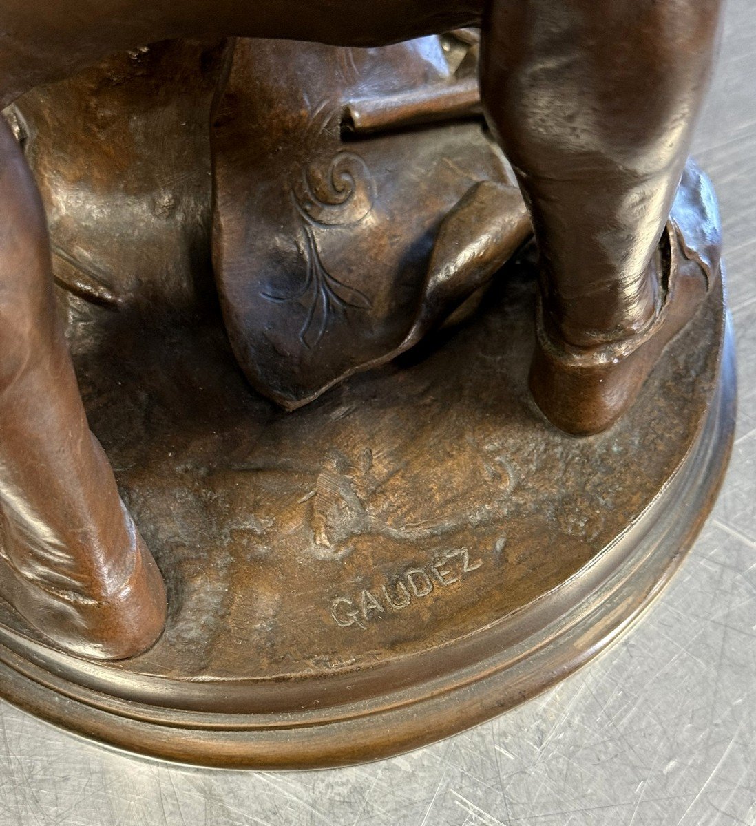 Adrien Gaudez (1845-1902) Le Ferronnier Au XVIème Siècle / Sculpture En Bronze  -photo-7