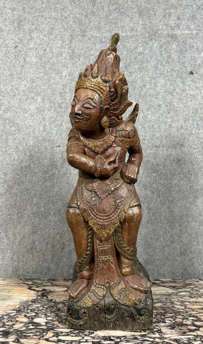 India Mid 19th Century: Very Large Carved Wooden Statue