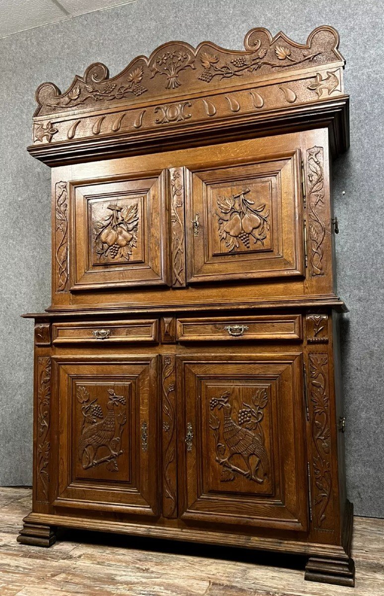 Montbéliard Louis XIII Style 4-shutter Sideboard In Oak -photo-2