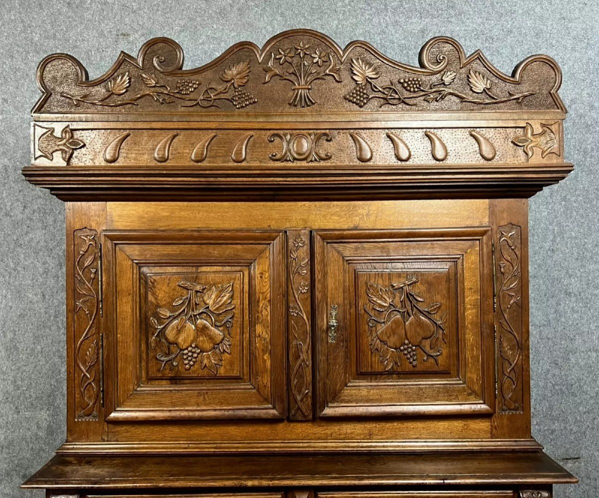 Montbéliard Louis XIII Style 4-shutter Sideboard In Oak -photo-3