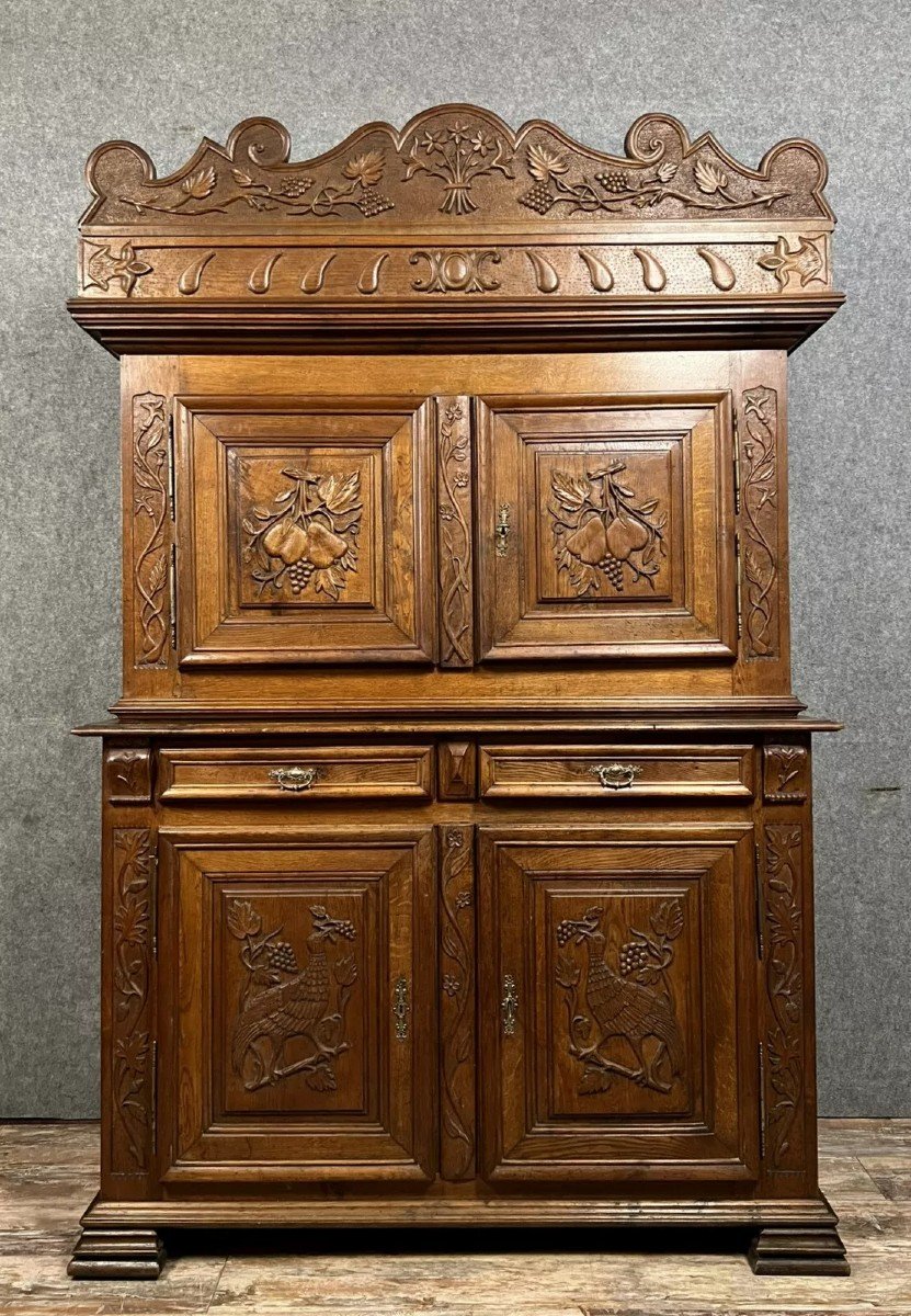 Montbéliard Louis XIII Style 4-shutter Sideboard In Oak 