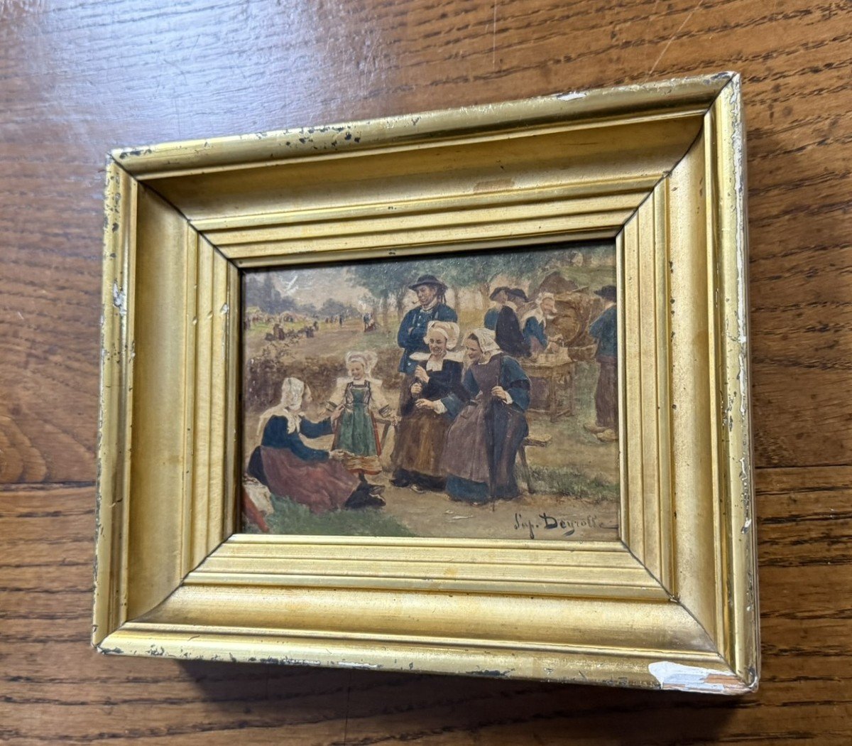 Oil Painting On Panel Signed Deyrolle (1844-1923)  -photo-3