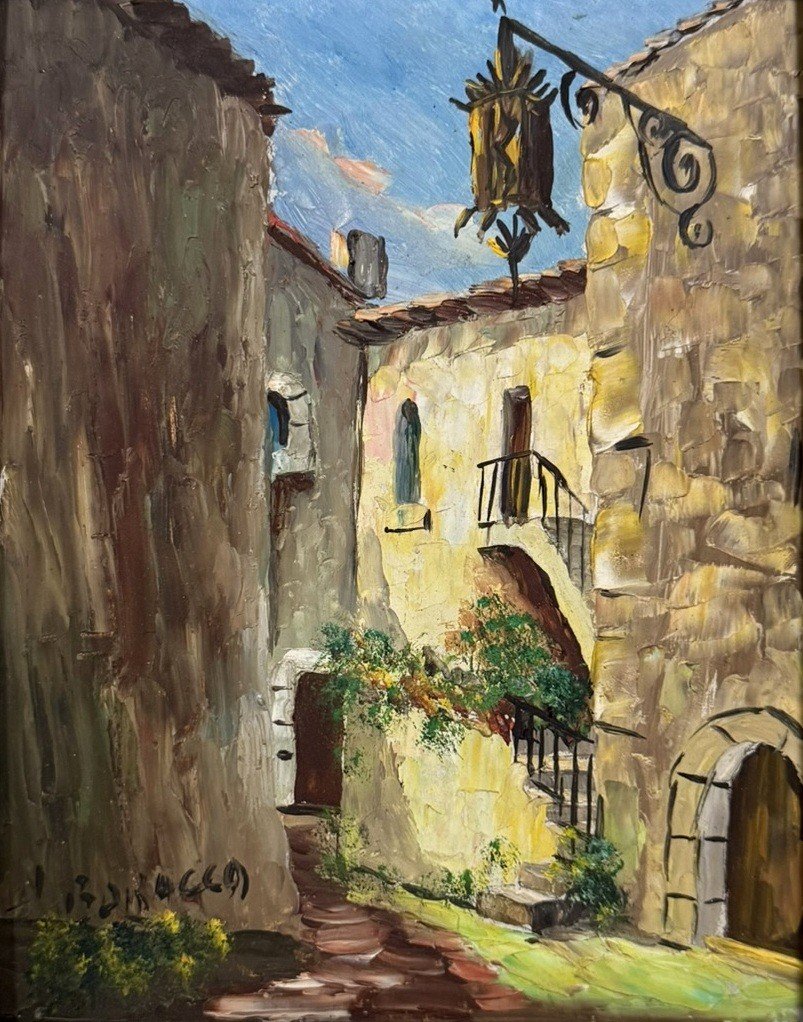 J. Baracco: Three Oils On Panel Streets Of The South Of France -photo-3