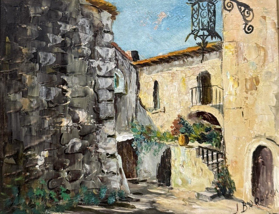 J. Baracco: Three Oils On Panel Streets Of The South Of France -photo-4