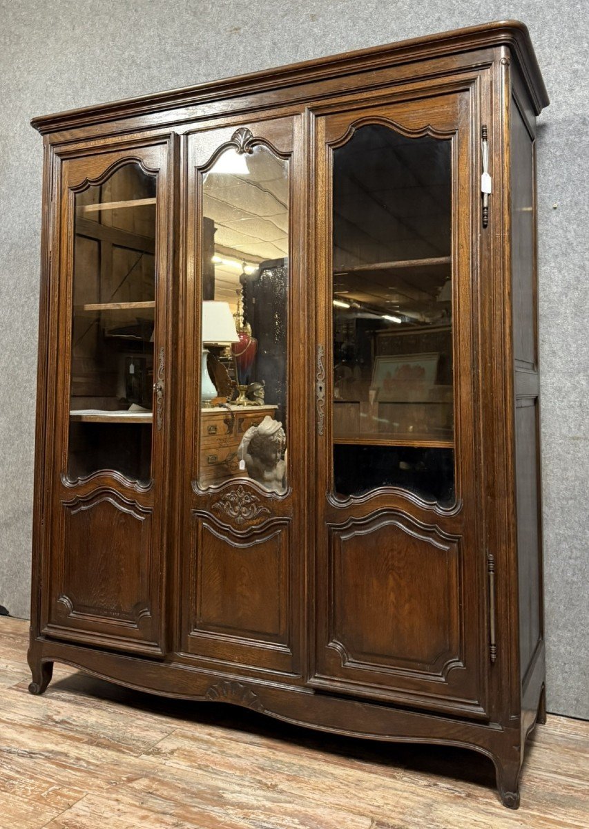 Large Louis XV Style Library In Solid Oak -photo-1