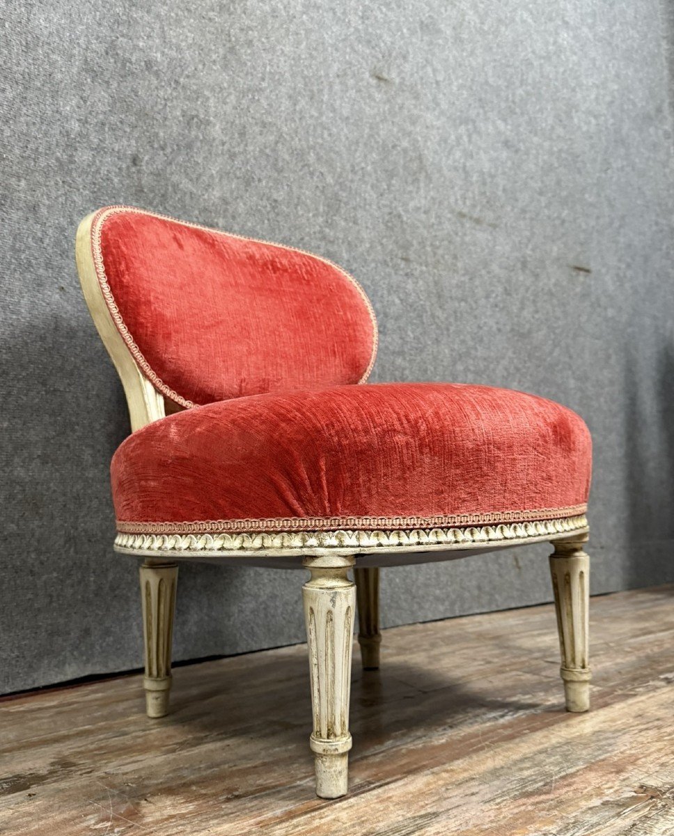 Louis XVI Style Side Chair Or "chauffeuse" In Lacquered Wood -photo-2