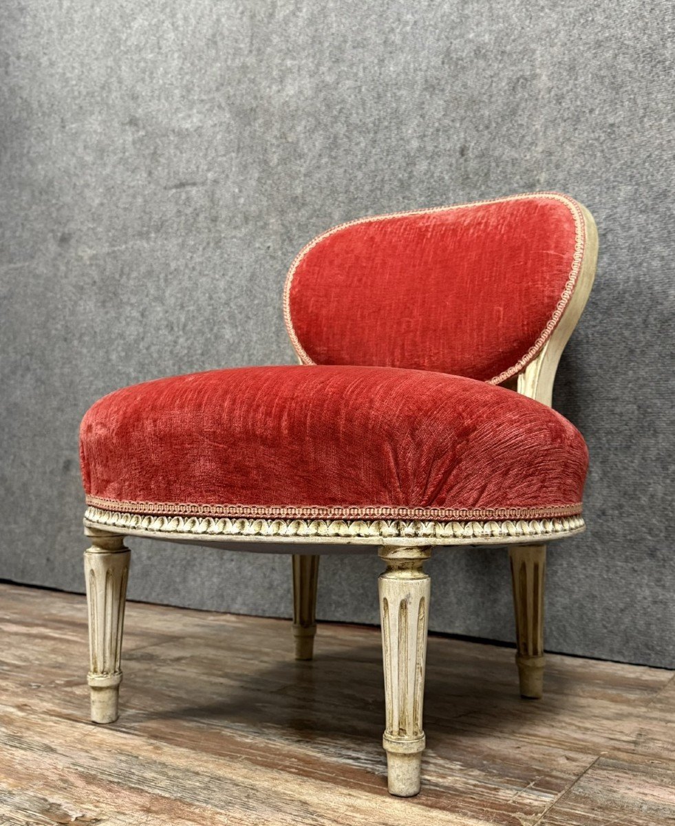 Louis XVI Style Side Chair Or "chauffeuse" In Lacquered Wood -photo-3