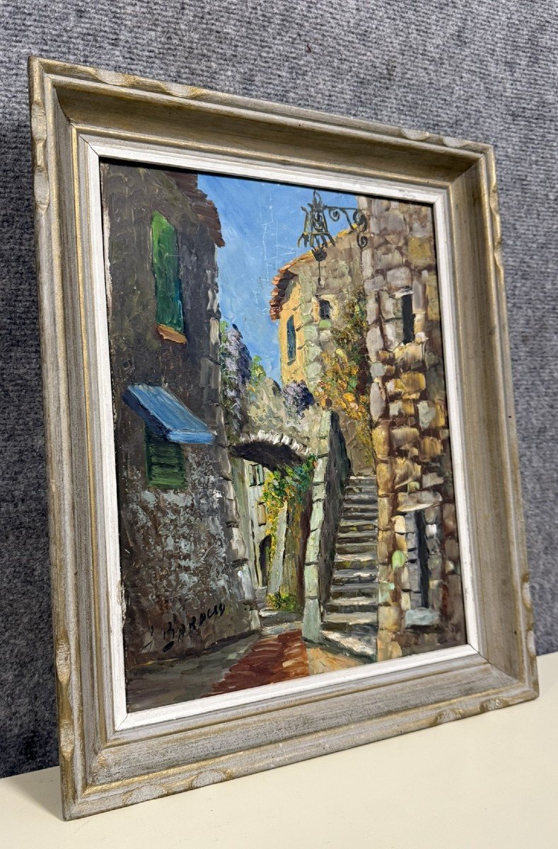 J. Baracco: Oil On Panel Street In The South Of France -photo-1