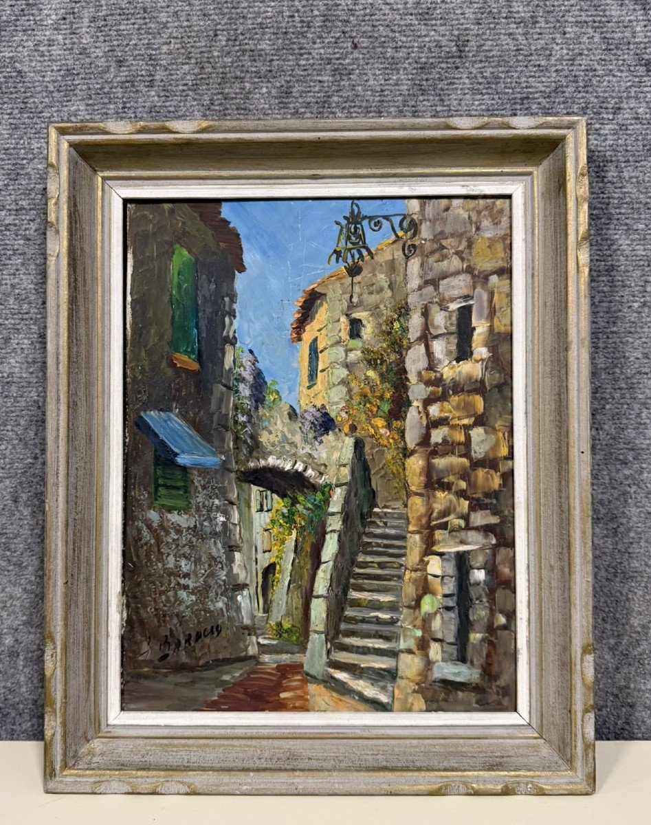 J. Baracco: Oil On Panel Street In The South Of France 