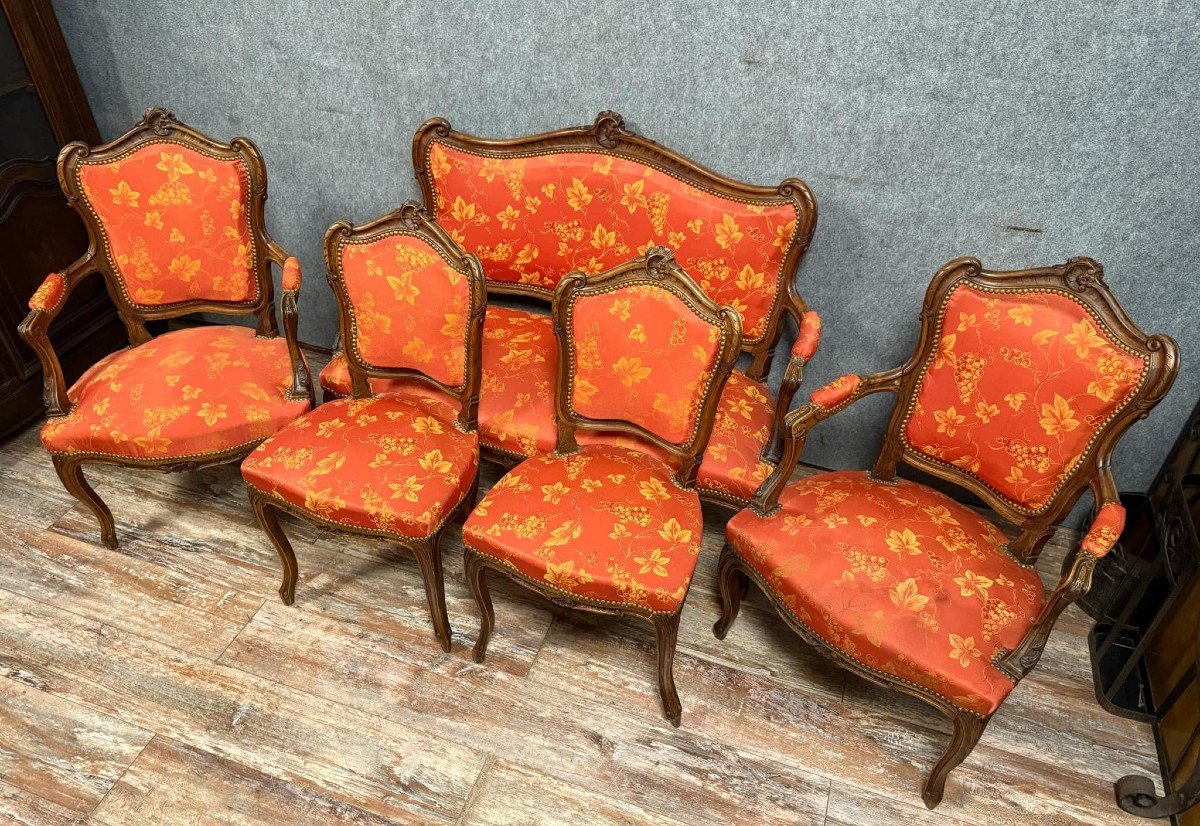 Louis XV Rocaille Style Living Room In Carved Walnut -photo-3