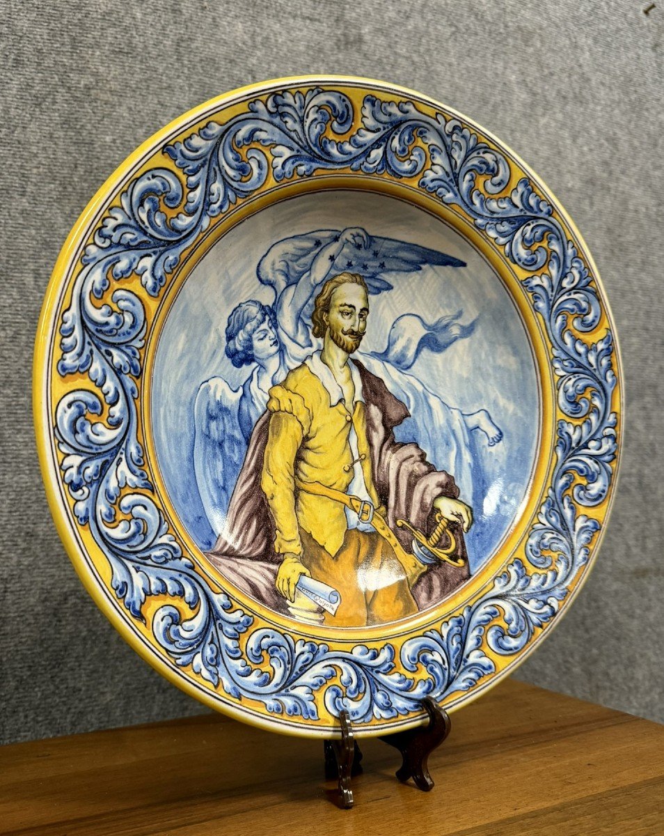 Faiences De Talavera Espagne : Grand Plat A Décors d'Une Scéne Mythologique -photo-1