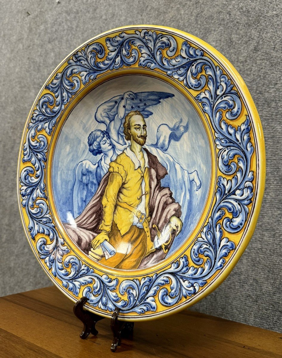 Faiences De Talavera Espagne : Grand Plat A Décors d'Une Scéne Mythologique -photo-2