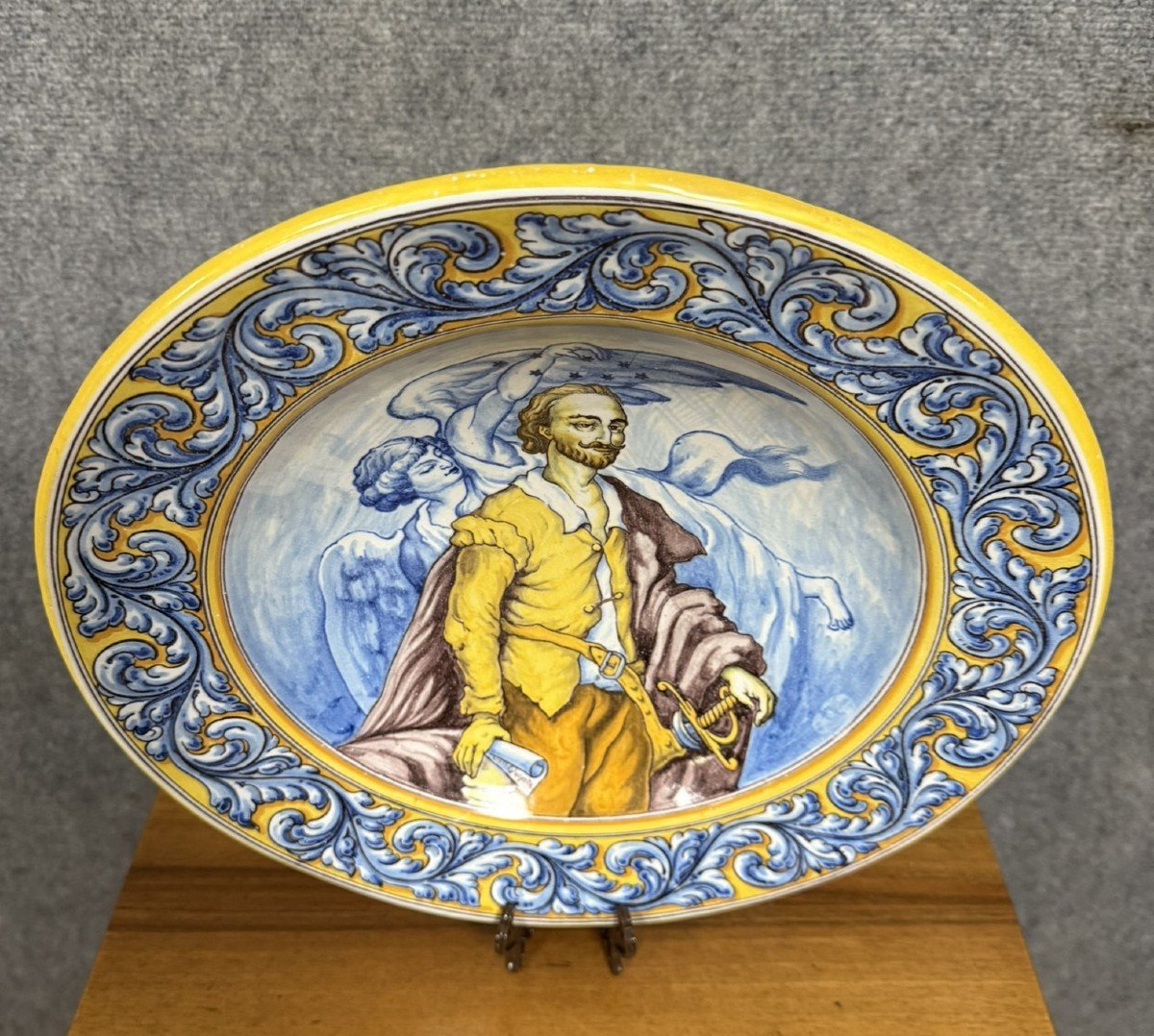 Faiences De Talavera Espagne : Grand Plat A Décors d'Une Scéne Mythologique -photo-3