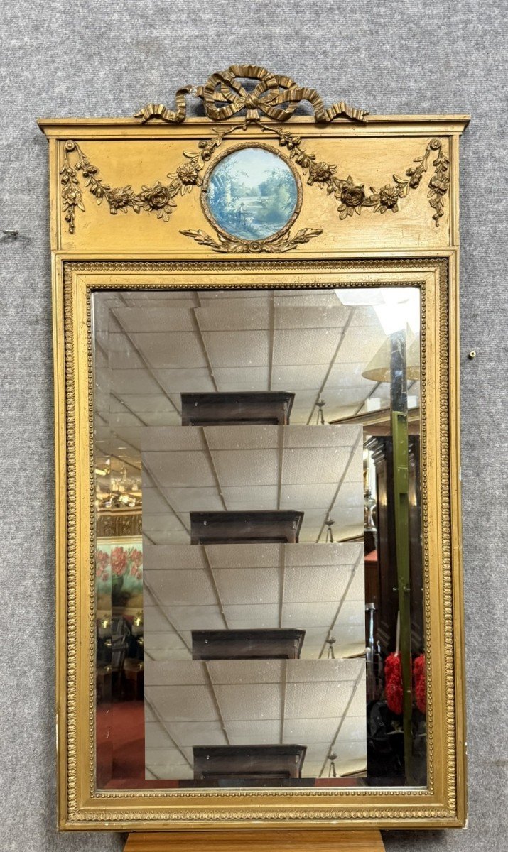 Louis XVI Style Trumeau Mirror In Gilded Wood