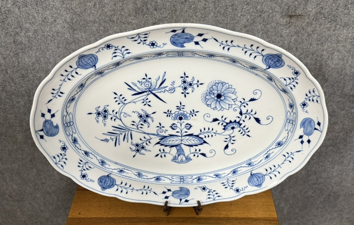 Meissen - Blue Onion Decor - Large Serving Platter With Scalloped Edge-photo-1