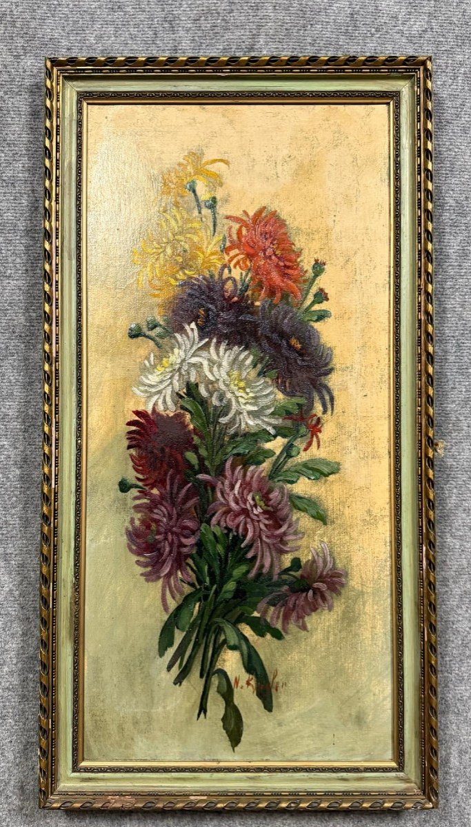 Krugler: Pair Of Oils On Canvas / Still Lifes With Flowers -photo-2