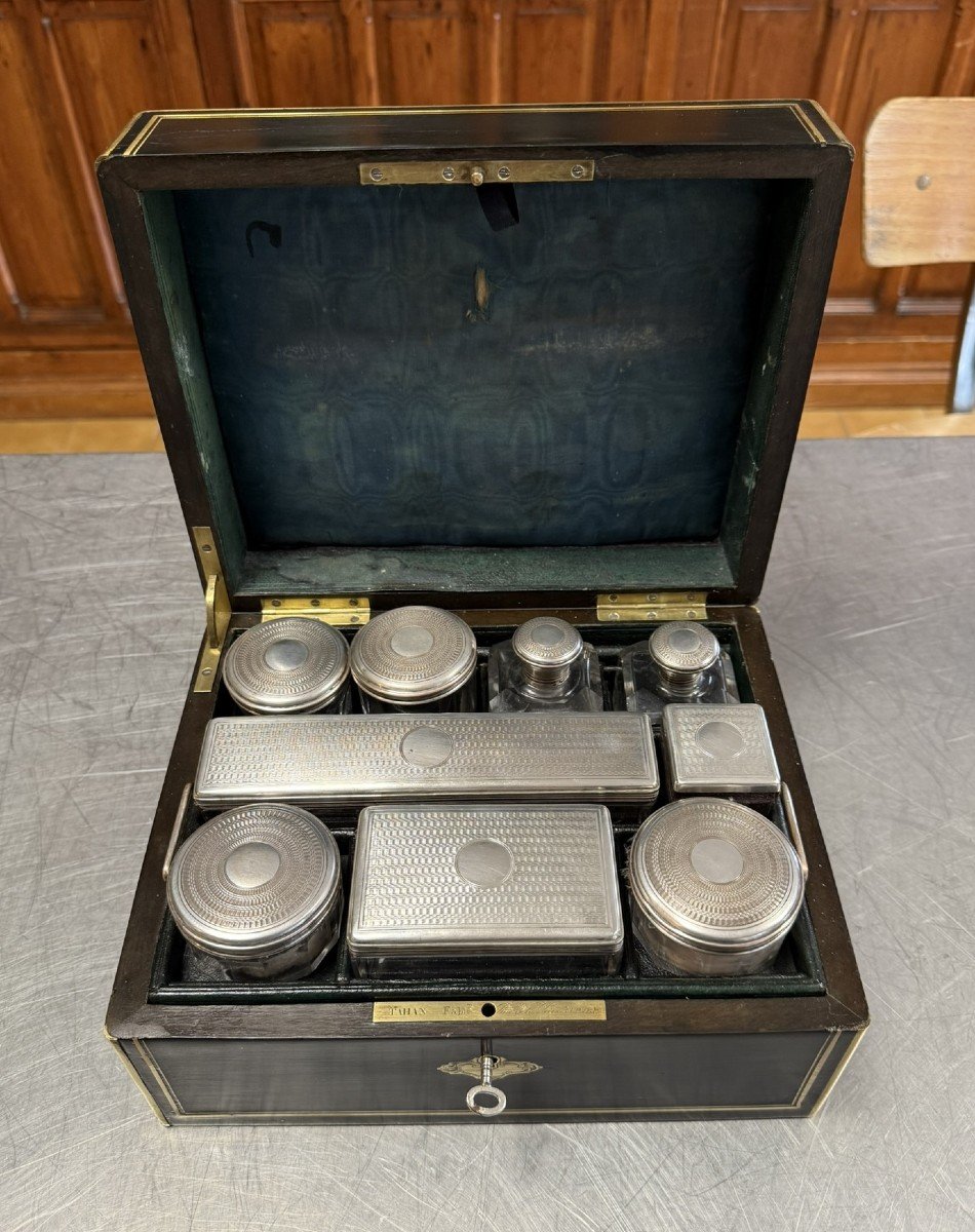 Tahan Paris: Rare Travel Box In Boulle Marquetry, Napoleon III Period -photo-2