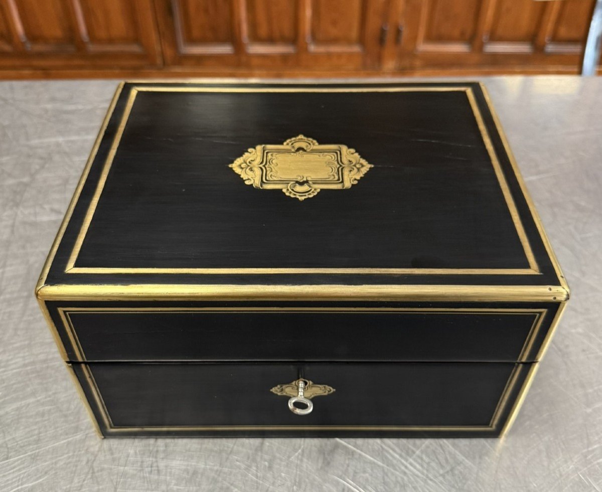 Tahan Paris: Rare Travel Box In Boulle Marquetry, Napoleon III Period 