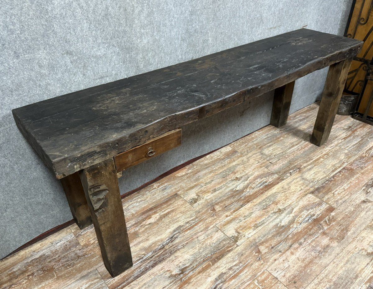 Very Large Solid Wood Workshop Console Or Workbench -photo-2