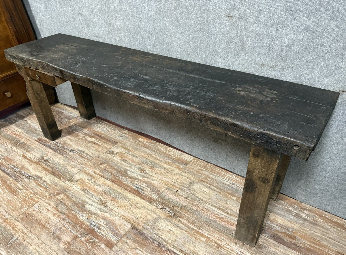 Very Large Solid Wood Workshop Console Or Workbench -photo-3