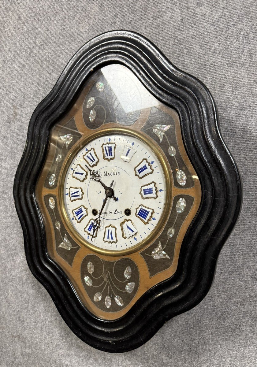 Bull's Eye / Napoleon III Period Clock In Mother-of-pearl Marquetry -photo-2