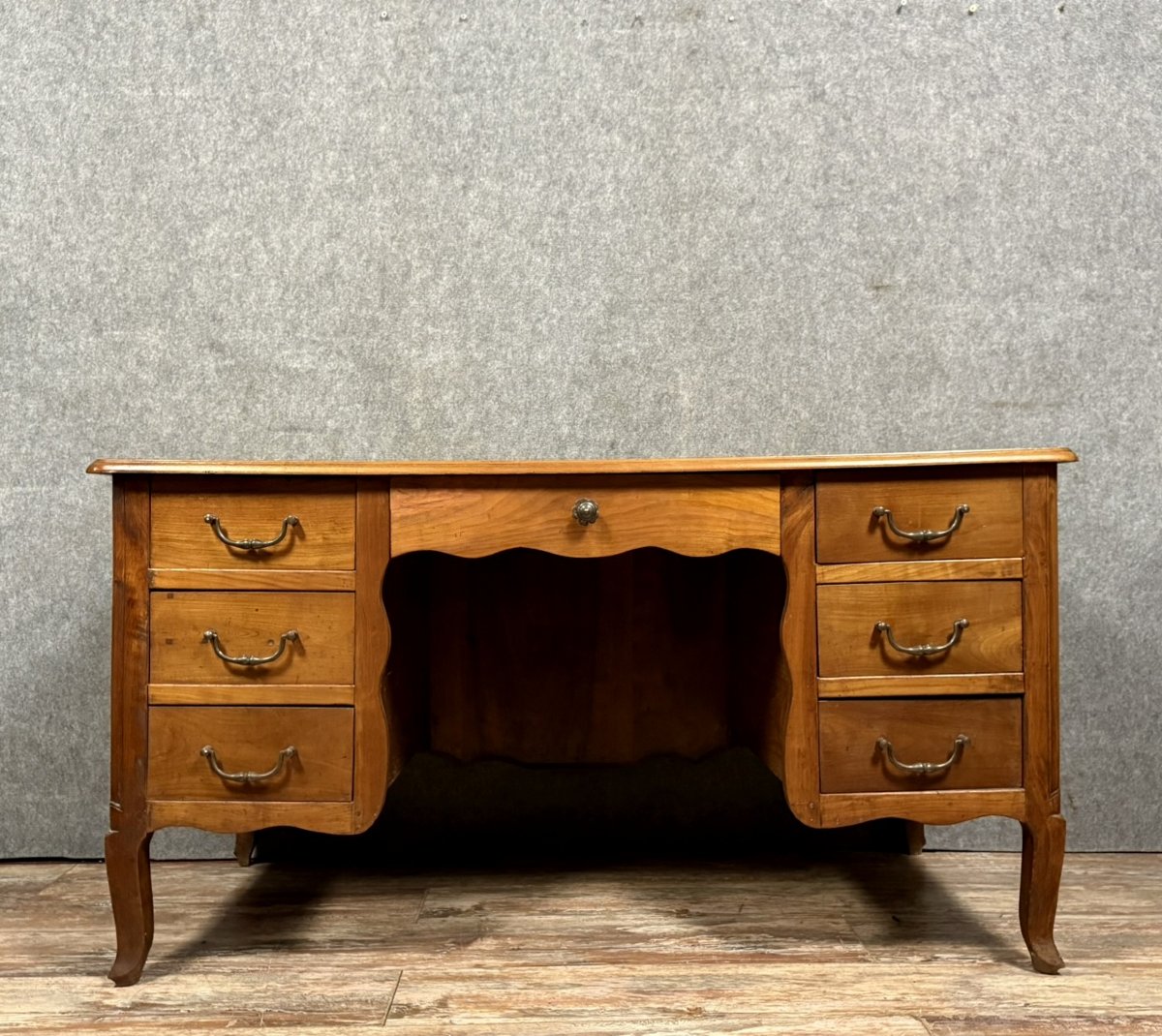 Louis XV Period Center Desk In Solid Cherry Wood -photo-2