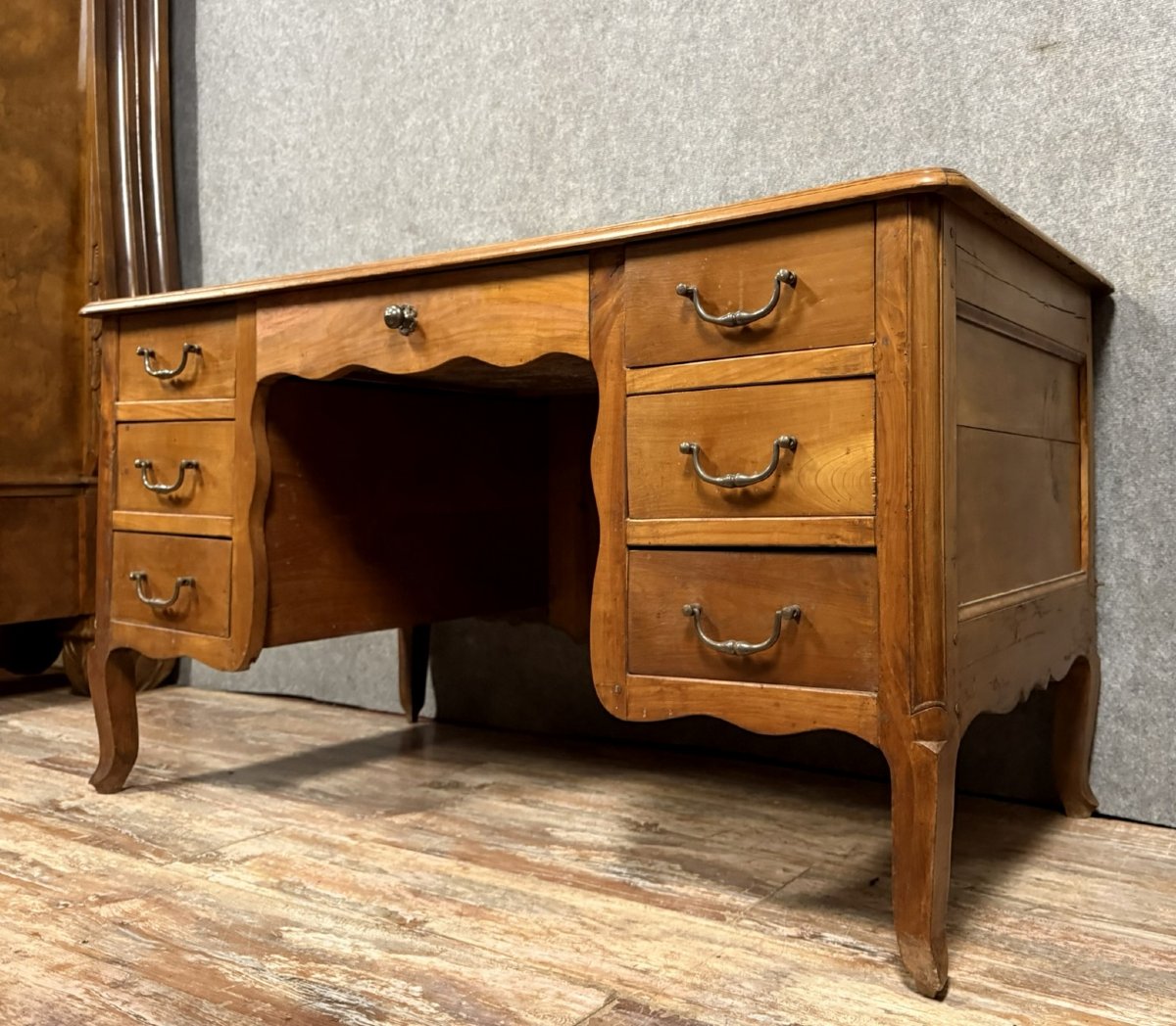 Louis XV Period Center Desk In Solid Cherry Wood -photo-4