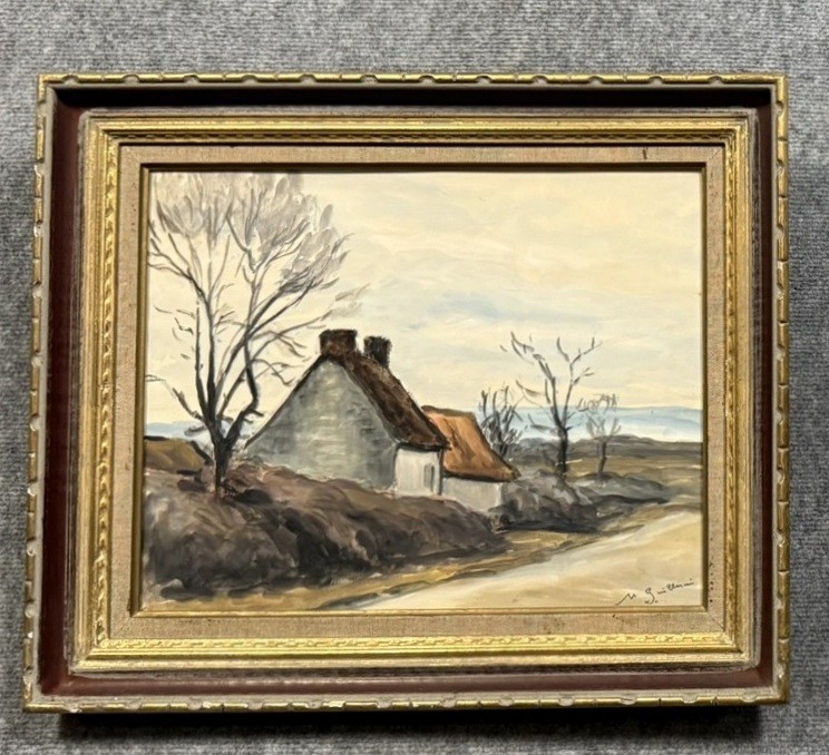Guillermin M. : Huile Sur Panneau Paysage De Campagne