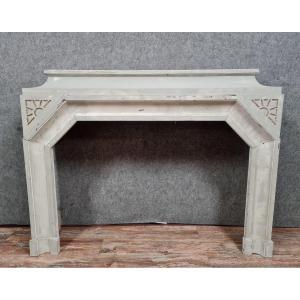 Art Deco Period Fireplace In Lacquered Wood In Faux Stone