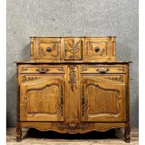 Large Provençal Buffet With Slippers Louis XV Style In Fruit Wood 20th Century