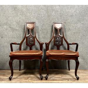 Pair Of Victorian Mahogany Armchairs