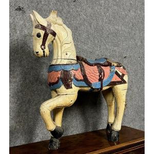 Carved And Painted Wooden Horse From The End Of The 19th Century