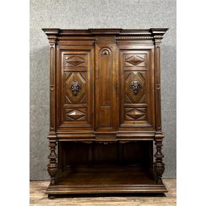 Cabinet Dressoir Style Renaissance En Noyer Massif 