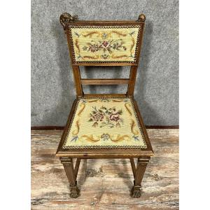 According To Viardot: Superb Japanese Chair In Walnut And Gilding 