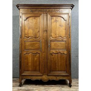 Lyonnaise Louis XV Period Wardrobe In Solid Walnut 